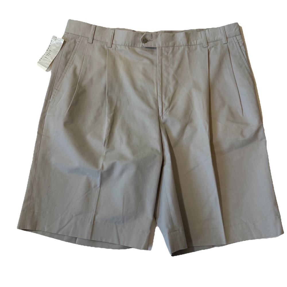 Jhane Barnes Mens 38 Cotton Flat Front‎ Vintage NWT Shorts Tan Khaki Preppy Golf